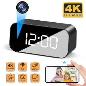 US.EU 4K HD WIFI Clock Camera 166degree Camera Micro Cam IR Night View Alarm Camcorder Digital Watch Video Mini DVR Oculta