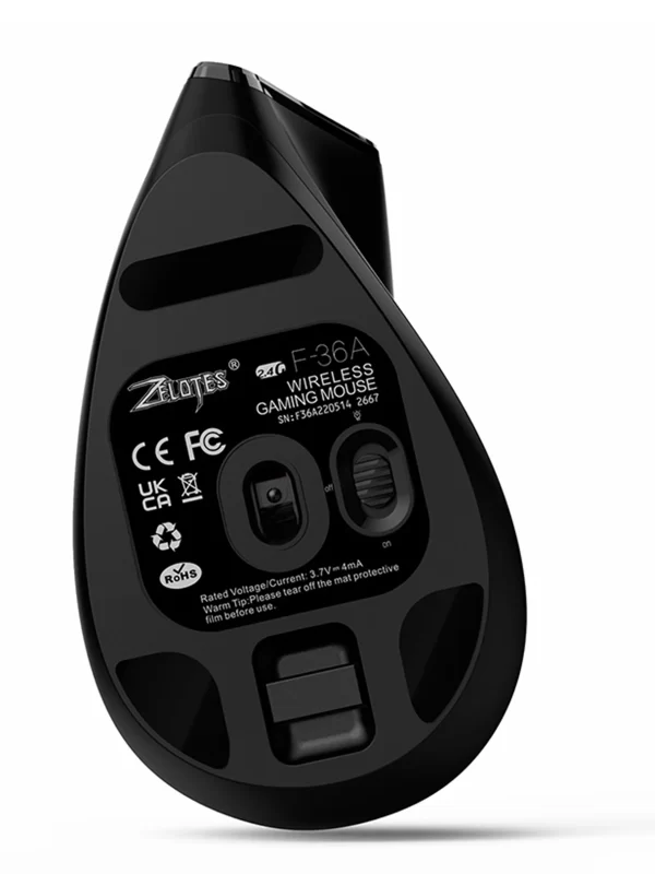 ZELOTES F-36A Vertical Handheld Wireless Mouse 2.4G Rechargeable Laptop Mouse Wireless Gaming Mouse - Image 2