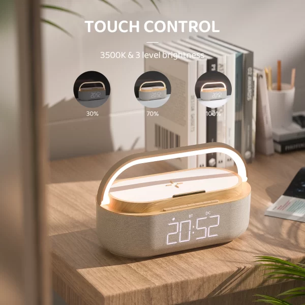 Wireless Fast Charge Digital Alarm Clock Bluetooth Speaker Snooze LED Display Bedroom Light Wireless Speaker Charging Stationr - Image 5