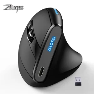 ZELOTES F-36A Vertical Handheld Wireless Mouse 2.4G Rechargeable Laptop Mouse Wireless Gaming Mouse