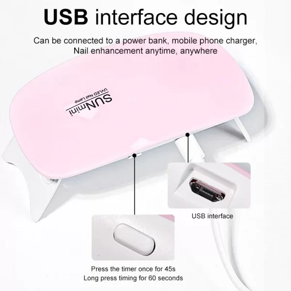 6W Mini Nail Dryer Machine Portable 6 LED - Image 4